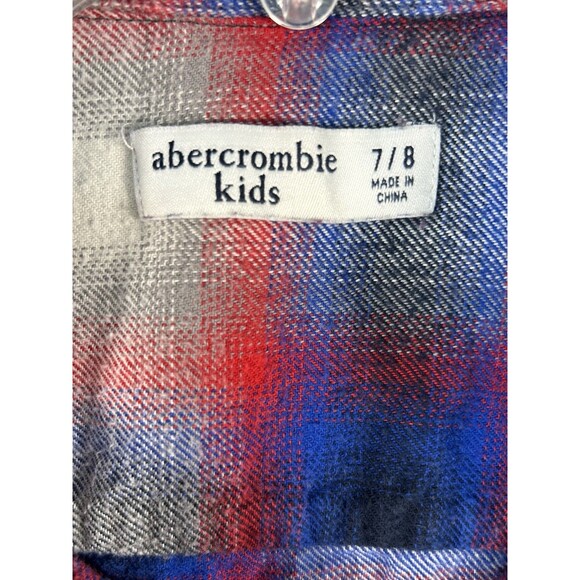 Abercrombie Kids Youth Button Up Flannel Shirt Long Sleeve Red Plaid Size 7/8 - Picture 7 of 10